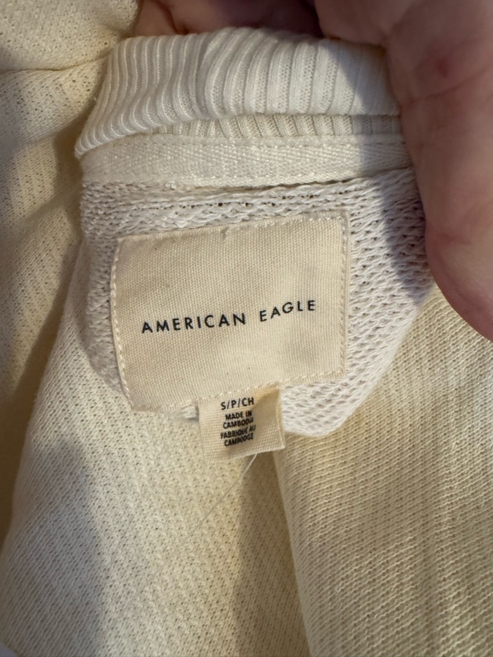 NWT  RET: $50    American Eagle Cream Casual Crop Pullover   SMALL    #A - Picture 6 of 9